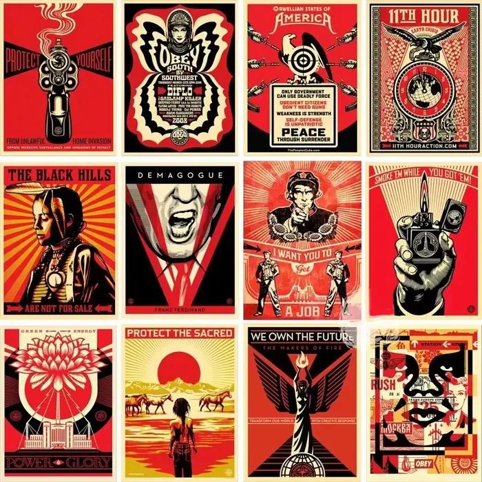 Affiches d'art de rue Shepard Fairey abstrait Vintage