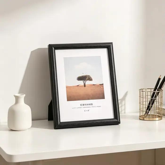 Cadre photo rectangulaire en bois avec couvercle transparent