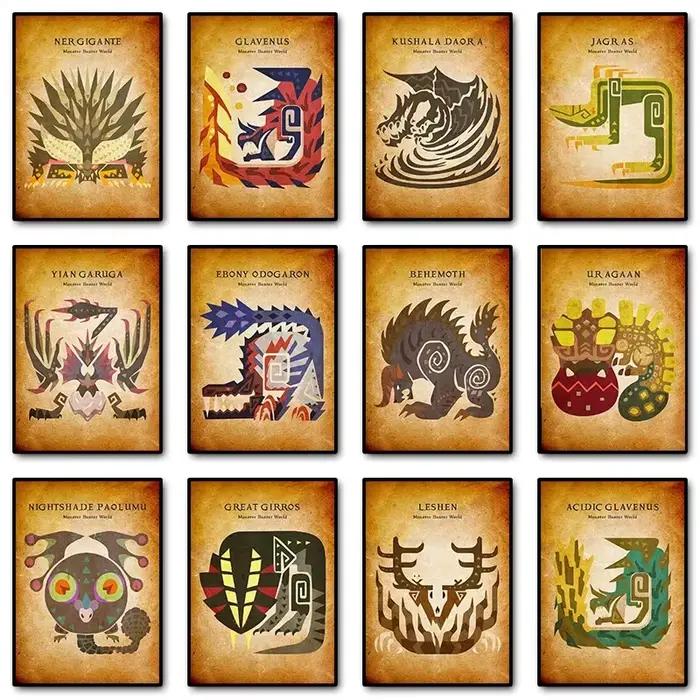 Peinture sur toile vintage animée inspirée des jeux japonais