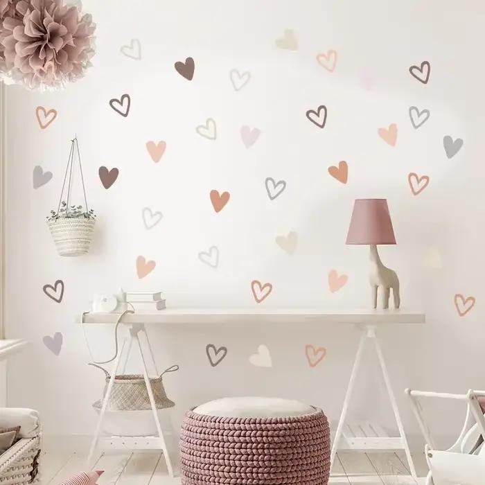 24 pièces coeur autocollant mural pour chambre d'enfants bébé garçon