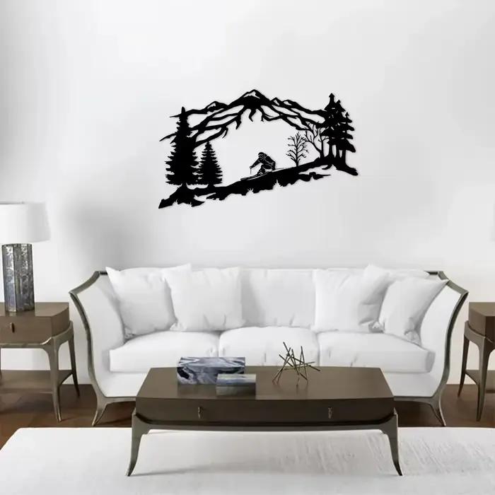 Art mural de skiier en métal