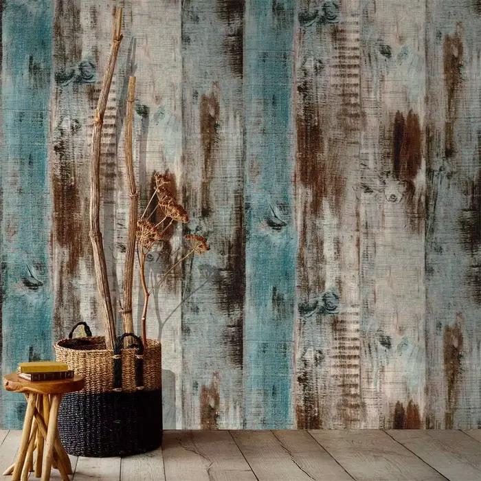 Papier peint autocollant en bois Peel and Stick, PerfecWallpaper, Film décoratif, Panneau de bois vintage, Rouleau de décalcomanie en vinyle