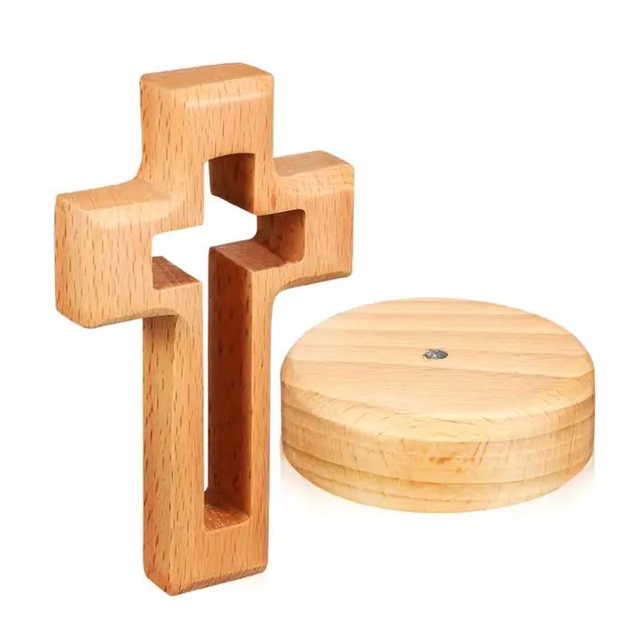 Croix bois Crucifix debout jésus mur