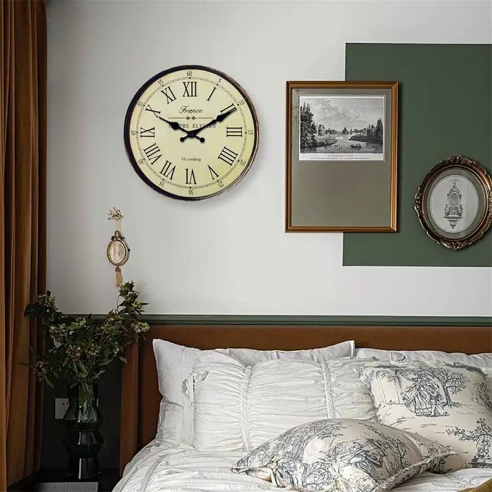 Horloge murale en bois à motif français « 16 siècle » salon chambre cuisine décoration de la maison horloge murale horloge à quartz silencieuse cadeau de vacances 10 pouces 12 pouces 14 pouces 16 pouc