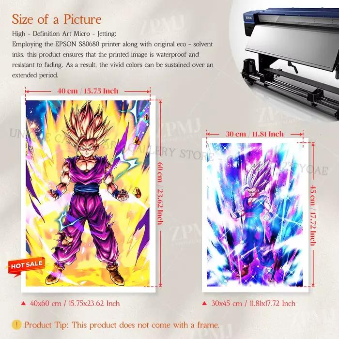Dragon Ball toile peinture roi SSJ4 Gogeta décor à la maison photo sang chaud Anime impression affiche pour salon mur Art pas de cadre