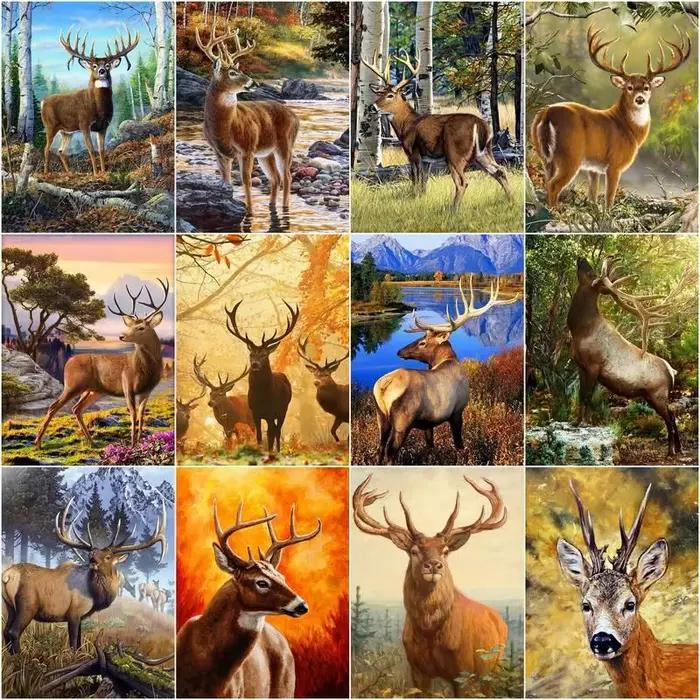 Gatyztoire – peinture à l'huile de cerfs numérotés