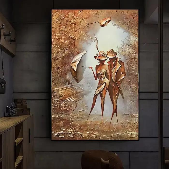 Peinture sur toile abstraite de Couple doré