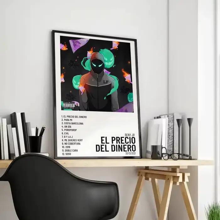 Affiche sur toile de calligraphie et peinture d'album du rappeur B-Beny Jr