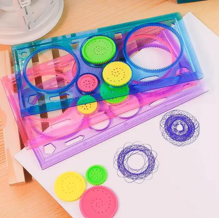 Peinture multi-fonction intéressant Puzzle spirographe enfants dessin règle en plastique peut améliorer la capacité de démarrage du travail GYH
