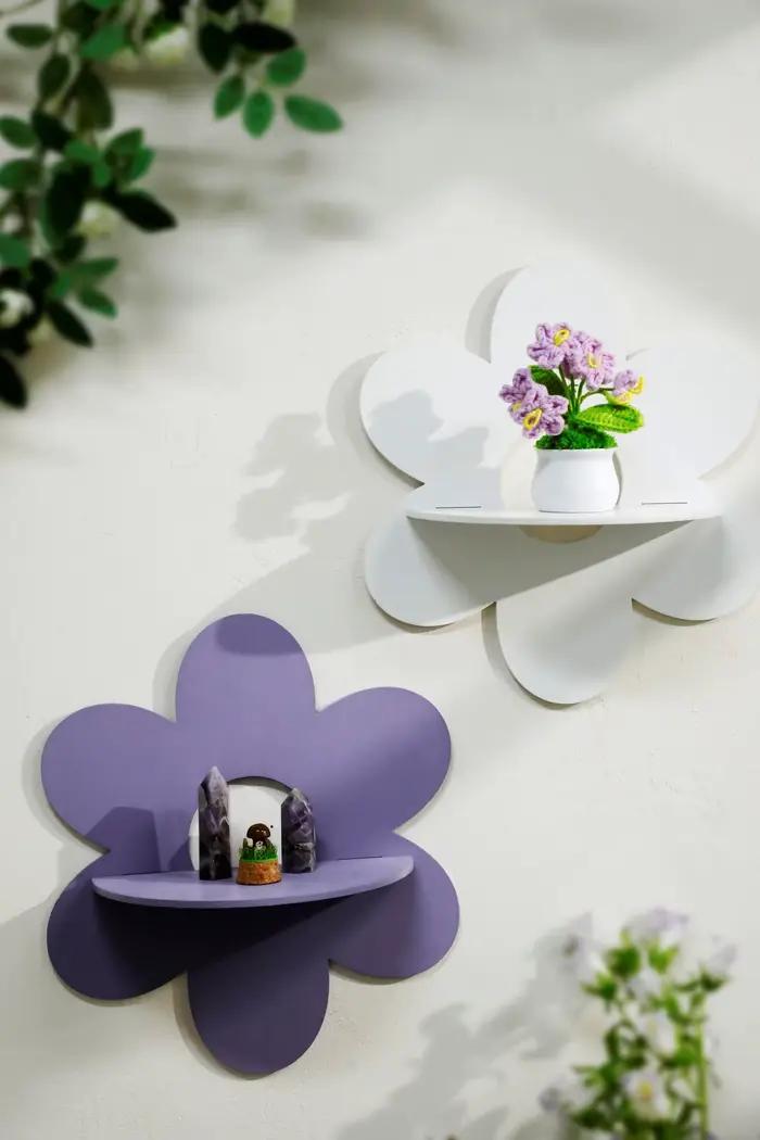 Étagères murales en bois en forme de fleur - Étagère décorative mignonne pour la chambre d'enfant