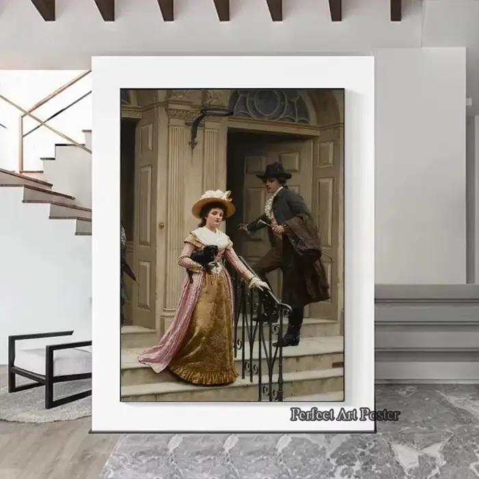 Peinture sur toile vintage sur le thème du chevalier médiéval Accolade