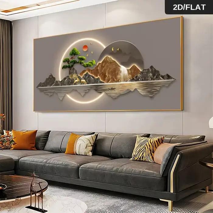 Une peinture à l'huile abstraite moderne - représentant un paysage paisible de pinus
