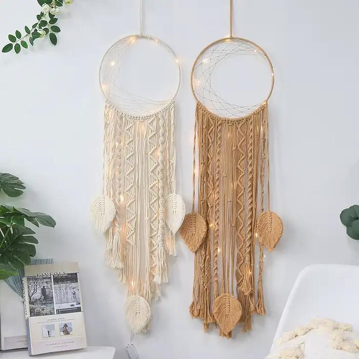 Grand Attrape-rêve Mural en Macramé de Style Boho