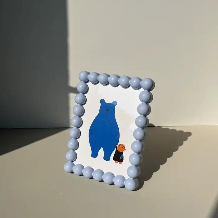 Cadre photo en plastique mignon à bordure perlée