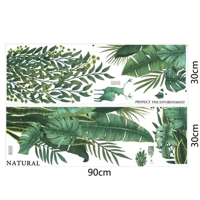 Feuilles vertes Stickers muraux pour la maison salon décoratif vinyle Sticker plantes tropicales bricolage enfant porte peintures murales papier peint