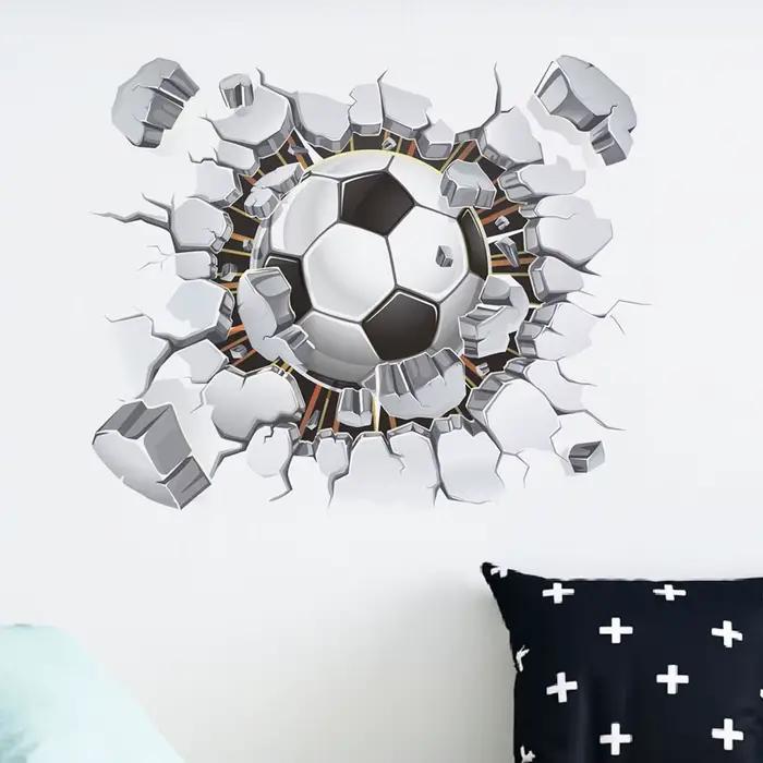 Autocollants muraux de Football muraux cassés créatifs