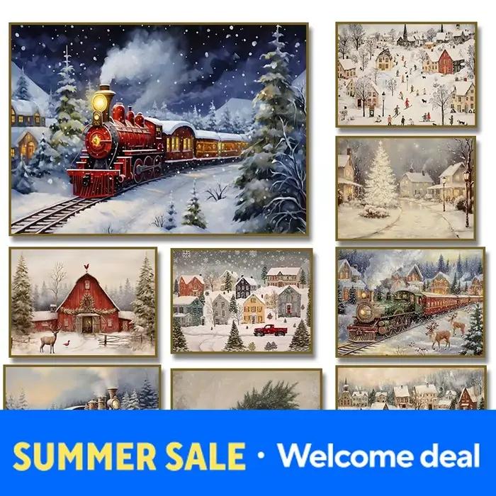 Affiche vintage de train de Noël