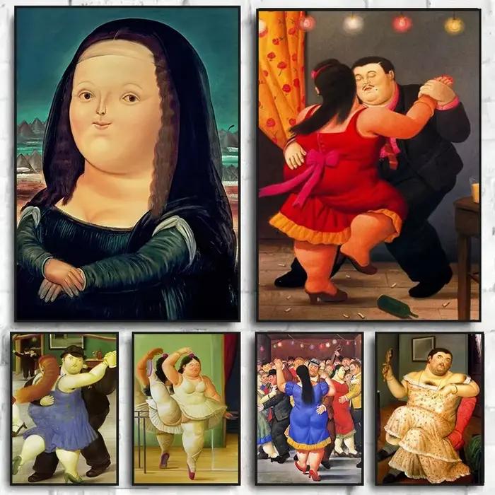 Peinture Diamant 5D DIY Fernando Botero - Couple Dansant (Personnes Corpulentes) - Broderie Mosaïque Complète (Perles Carrées et Rondes) - Décoration Maison - Cadeau