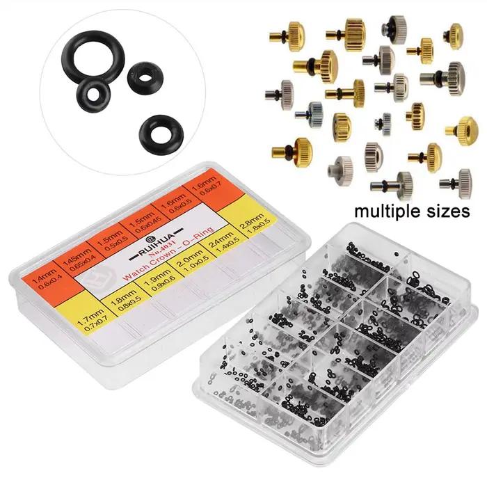 Rondelle en caoutchouc pour montre, joint torique, 1 boîte, couronne de montre, joints toriques, outils de réparation étanches pour horloger