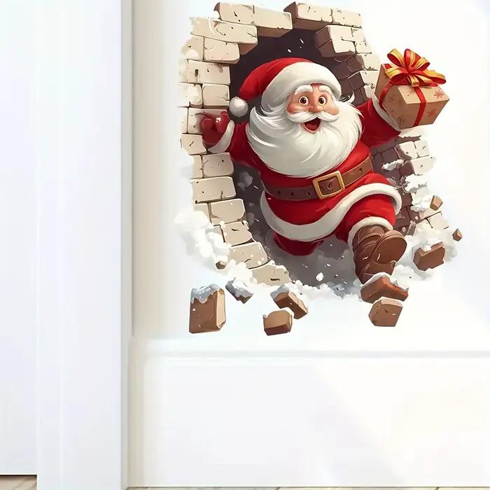 Autocollant mural père noël en vinyle auto-adhésif