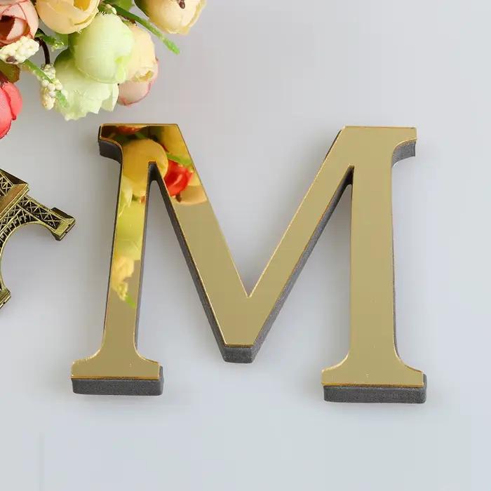 Autocollant mural miroir avec lettres anglaises 3D