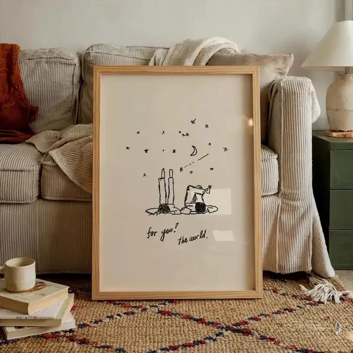 Art mural vertical neutre dessiné à la main pour vous