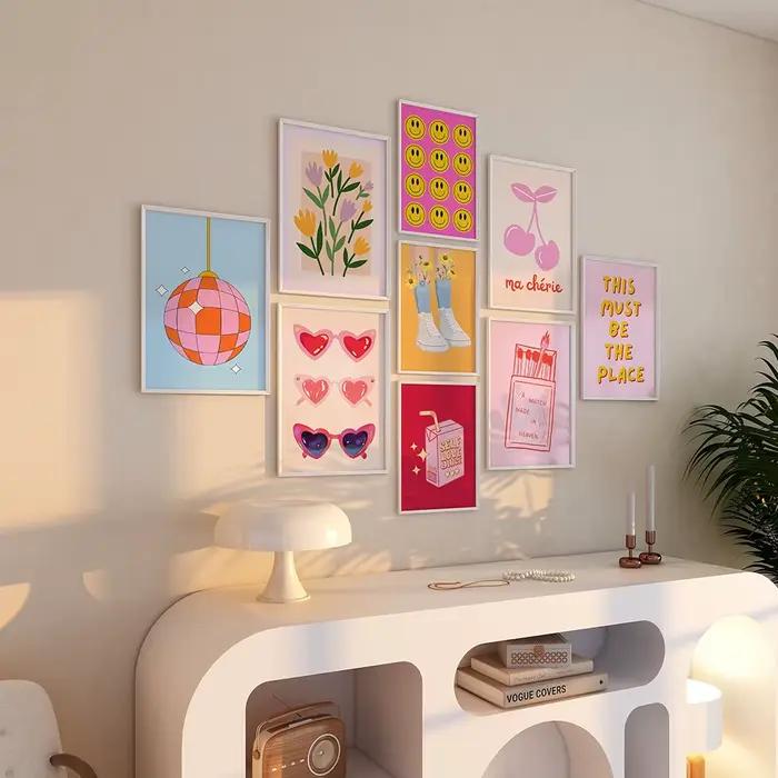 Affiche préppy rose, impression d'art mural