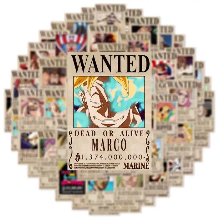 10/50/100PCS Autocollants Anime One Piece Wanted Poster Luffy Graffiti pour Téléphone
