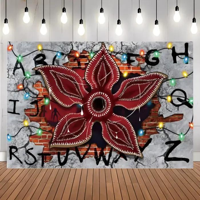 S-stranger-Thingsed affiche à l'envers Alphabet mur toile de fond lumières de noël Photo stand fond enfants fête d'anniversaire décor