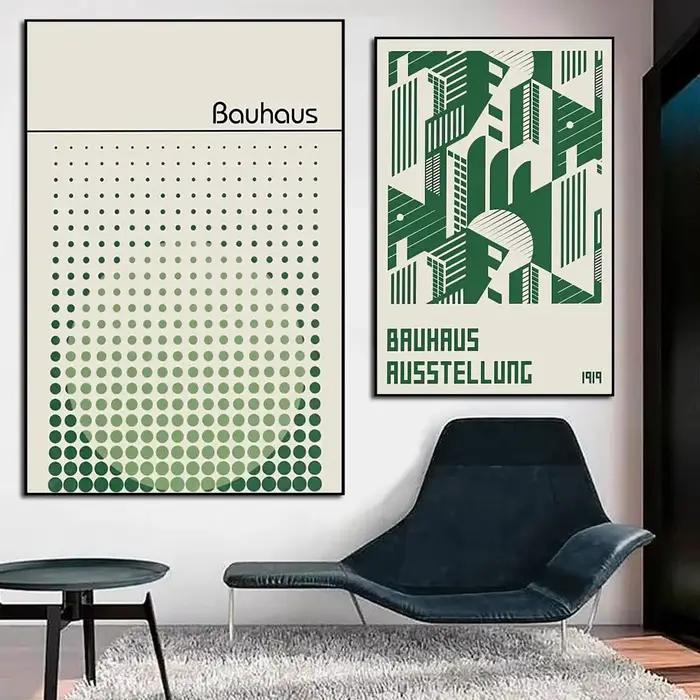 B-Bauhaus – affiche moderne de lignes de couleur verte