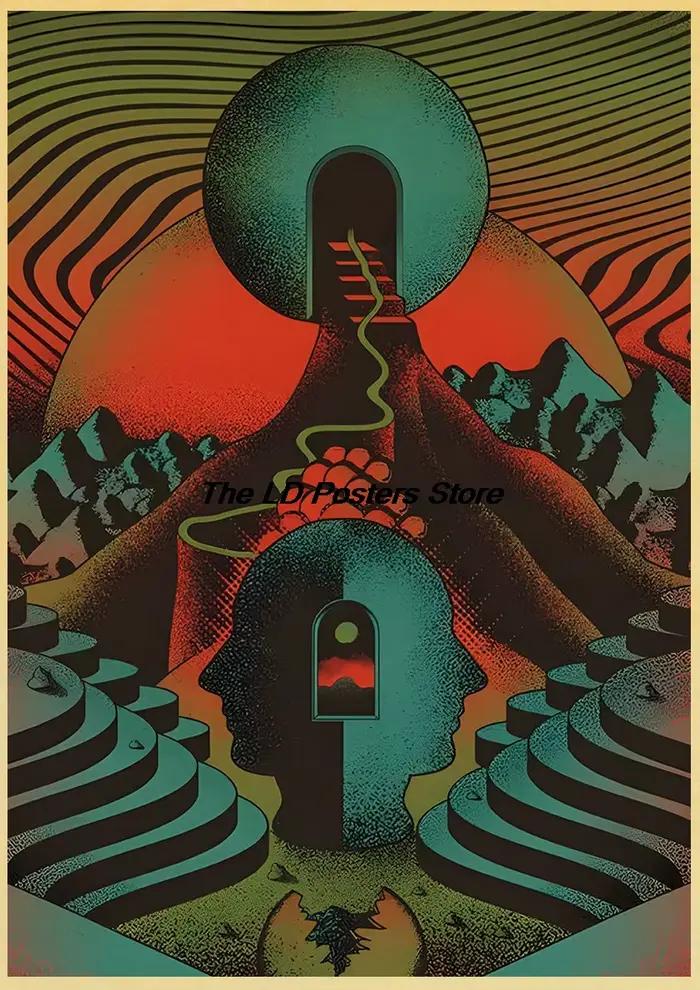 Affiches murales abstraites futuristes en papier Kraft