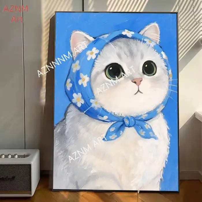 Affiche de chat Adorable, décor mural, dessin animé drôle, peinture sur toile d'animaux, imprimés d'images pour la maison