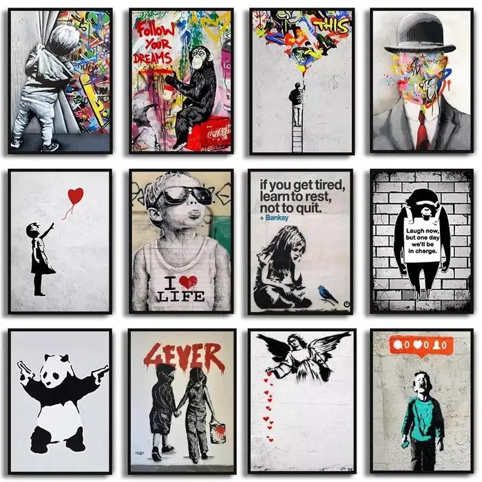 Classique rétro mur Art Banksy rue Graffiti HD toile impression affiche maison salon chambre peinture décorative