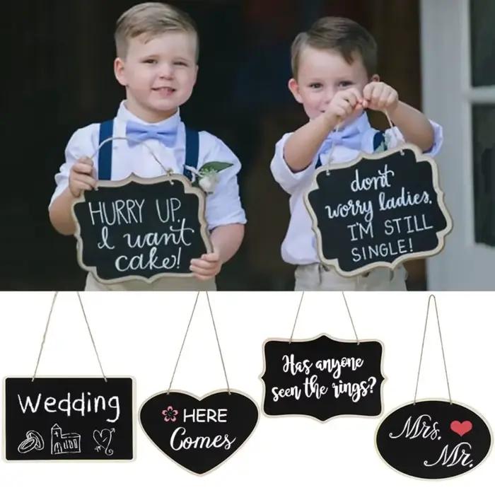 Tableau noir en bois de mariage rustique