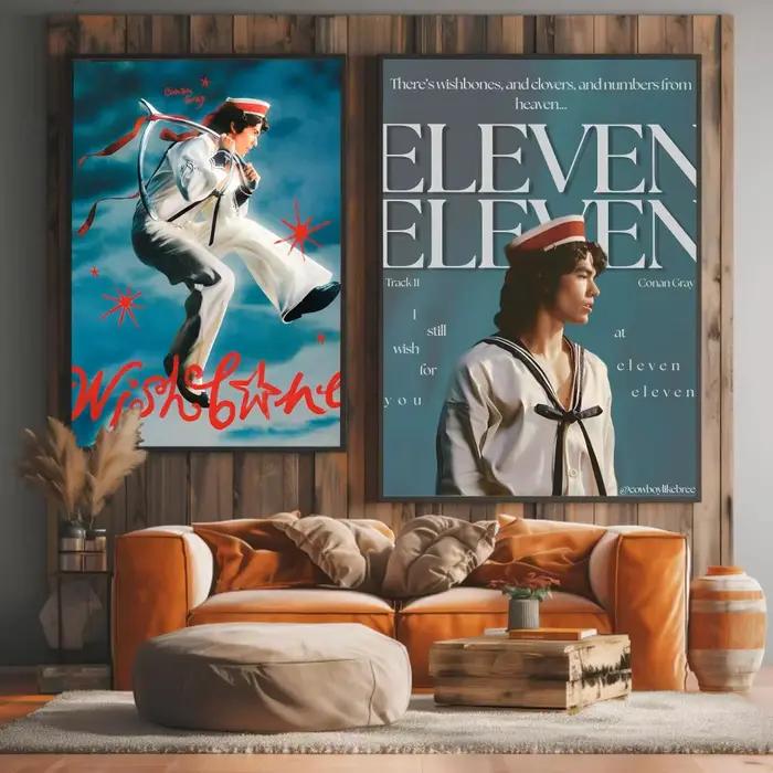 Chanteur c-conan gris peinture calligraphie haute qualité coton toile affiche mur Art pour salon moderne café maison décor