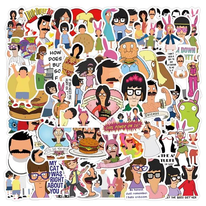 10/30/55/110PCSC dessin animé Bobs hamburgers autocollant drôle Graffiti étanche décalcomanie enfants jouet bricolage Skateboard ordinateur portable autocollant