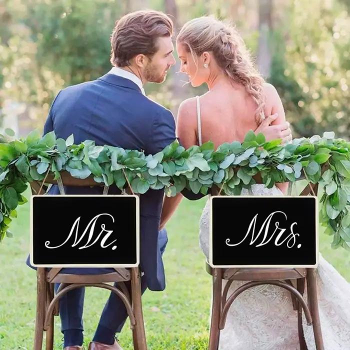 Tableau noir en bois de mariage rustique