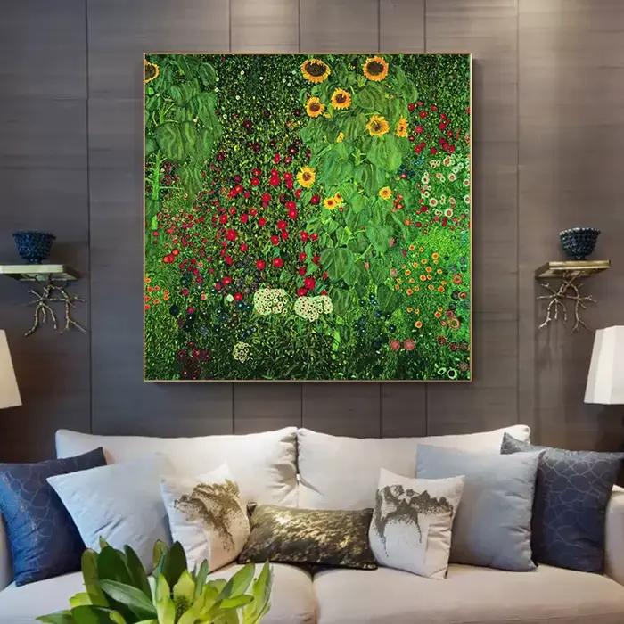 Klimt-Affiche de paysage de fleurs célèbres