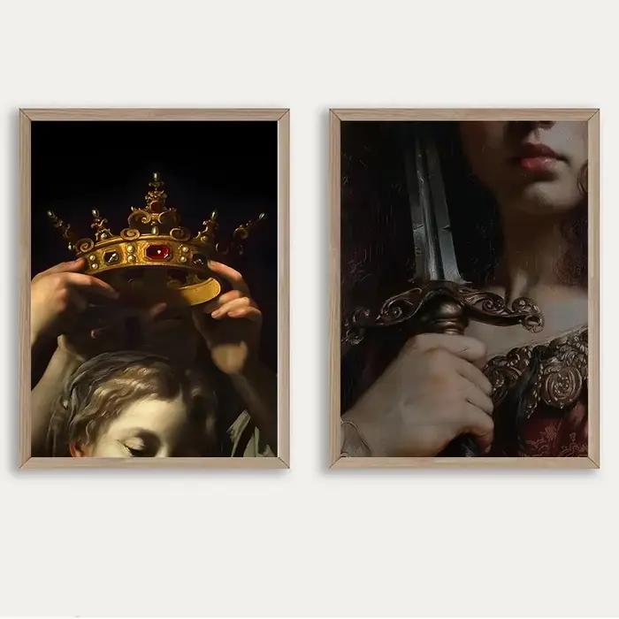 Baroque Antique imprimable romantique médiéval dynasties aristocratiques mur Art Vintage Portrait peintures affiches décor de chambre à coucher