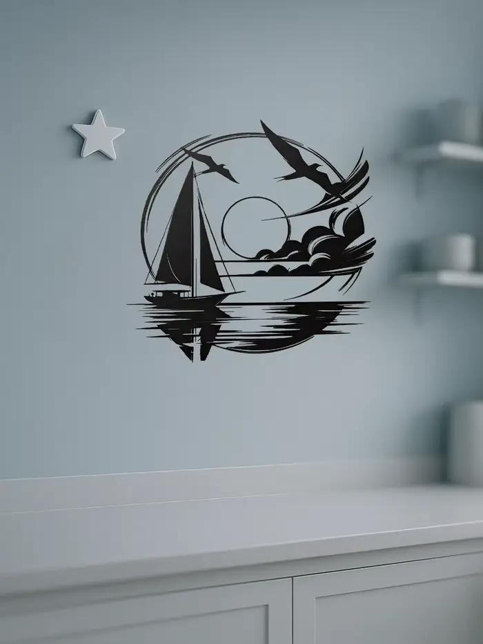 Idée cadeau nautique pour la maison – Décoration murale en métal pour voilier étanche pour espaces modernes