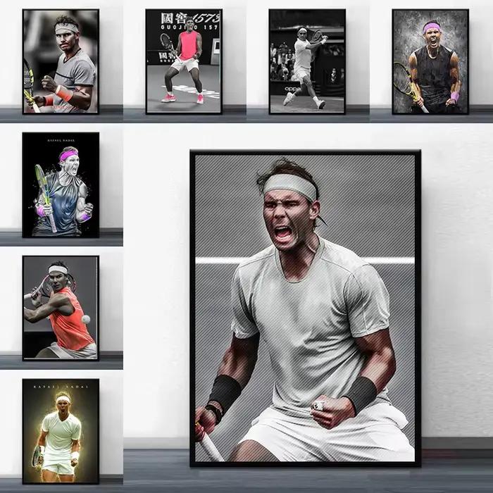 Moderne Monde Tennis Mur Art Rafael Nadal Roger Federer Huile Sur Toile Affiches Et Impressions Salon Chambre Décoration Cadeaux