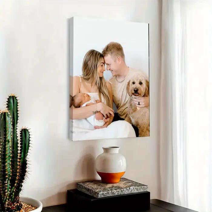 Affiche plate 2D (avec cadre en bois ; pièce unique) — Décoration murale photo personnalisée — Thème « Famille heureuse »