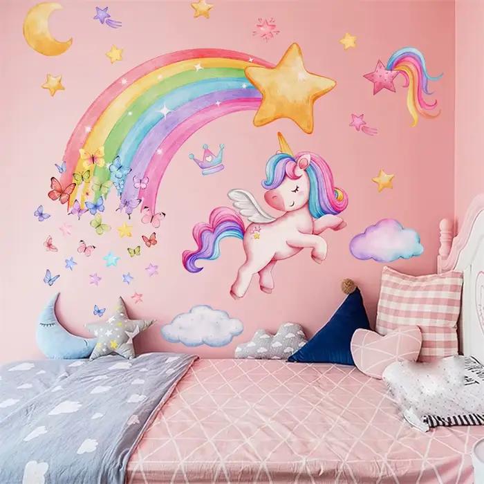 Autocollants muraux licorne pour enfants