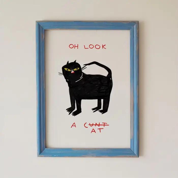 " Décor mural imprimé chat noir ludique et fantaisiste-affiche d'art humoristique et luxueuse pour accent de salon
