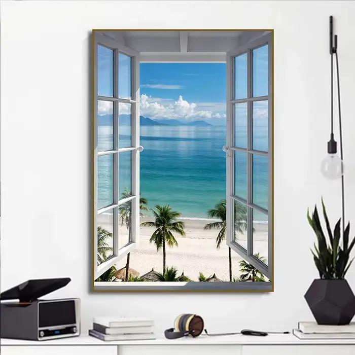 Peinture sur toile avec vue sur la plage