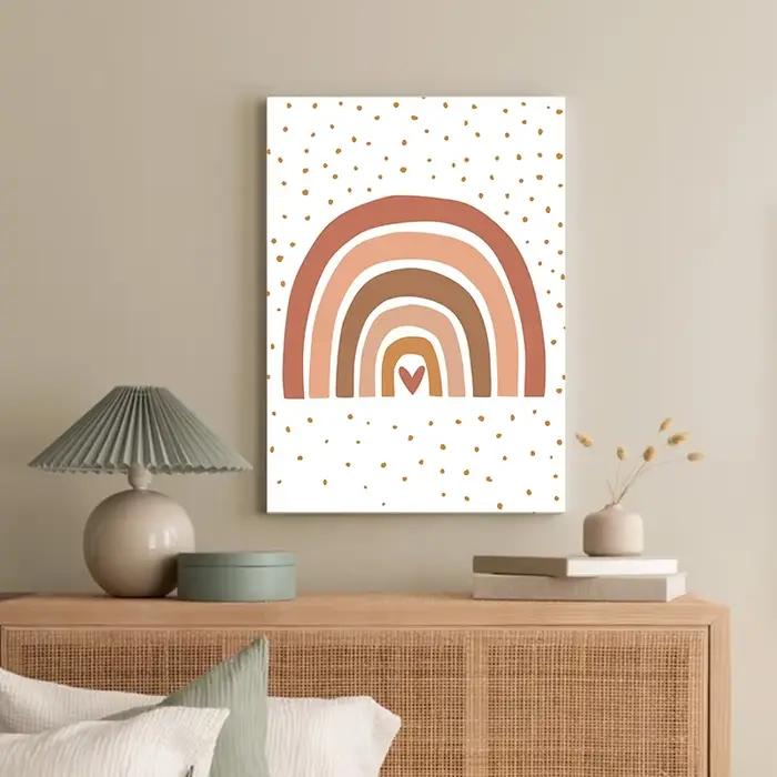 Peinture sur toile colorée arc-en-ciel soleil nuage fleur affiche imprime Style Boho Art mural pour enfant pépinière fille chambre décor décoration murale