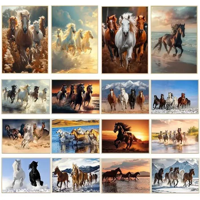 Affiche d'aquarelle de cheval sauvage élégant