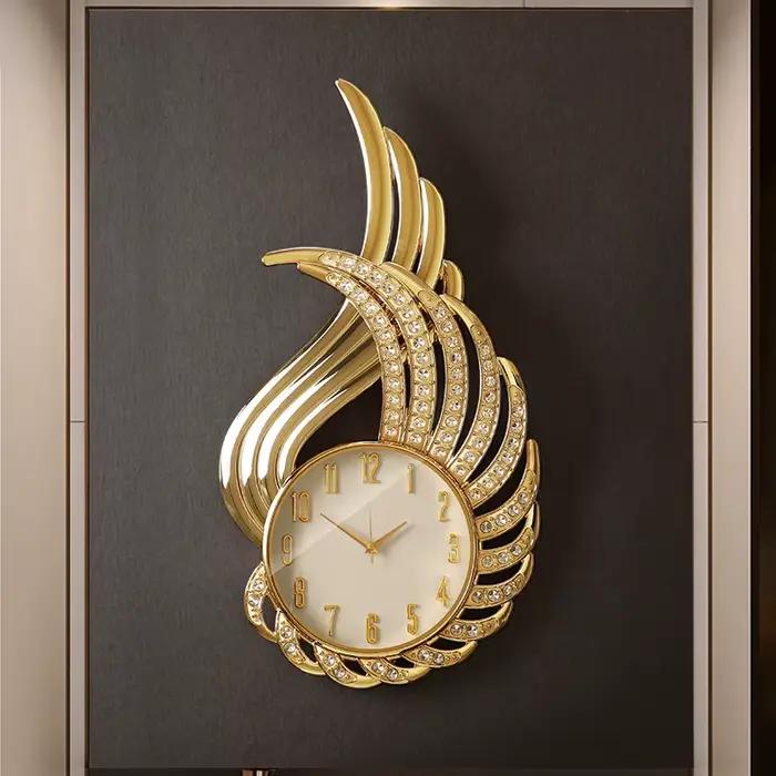 Horloge murale dorée pour chambre à coucher, art esthétique, horloge murale moderne de luxe, horloge murale silencieuse pour bureau, mécanisme silencieux, accessoires de décoration intérieure