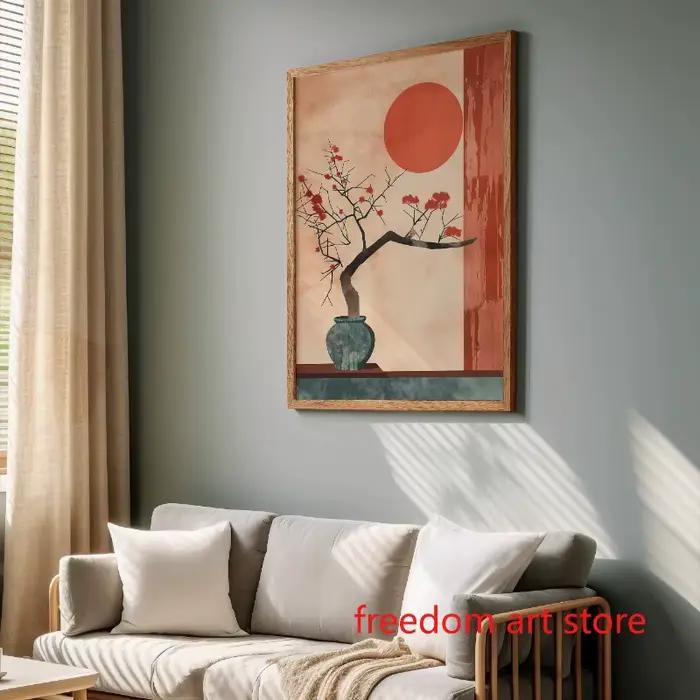 Affiche d'art minimaliste Zen de Style japonais bonsaï Beige Wabi Sabi Japandi, peinture sur toile, imprimés muraux, image pour décoration de chambre et de maison