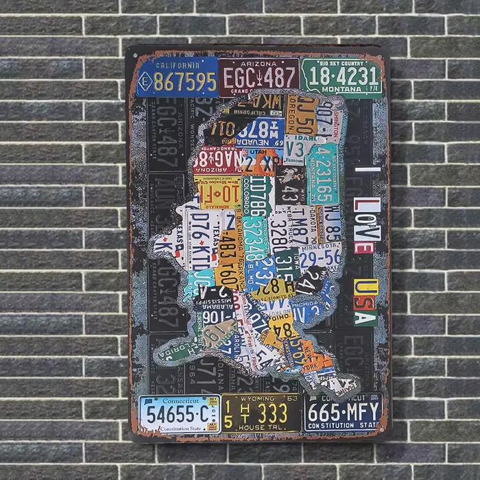 Plaque d'art murale rétro en métal Vintage